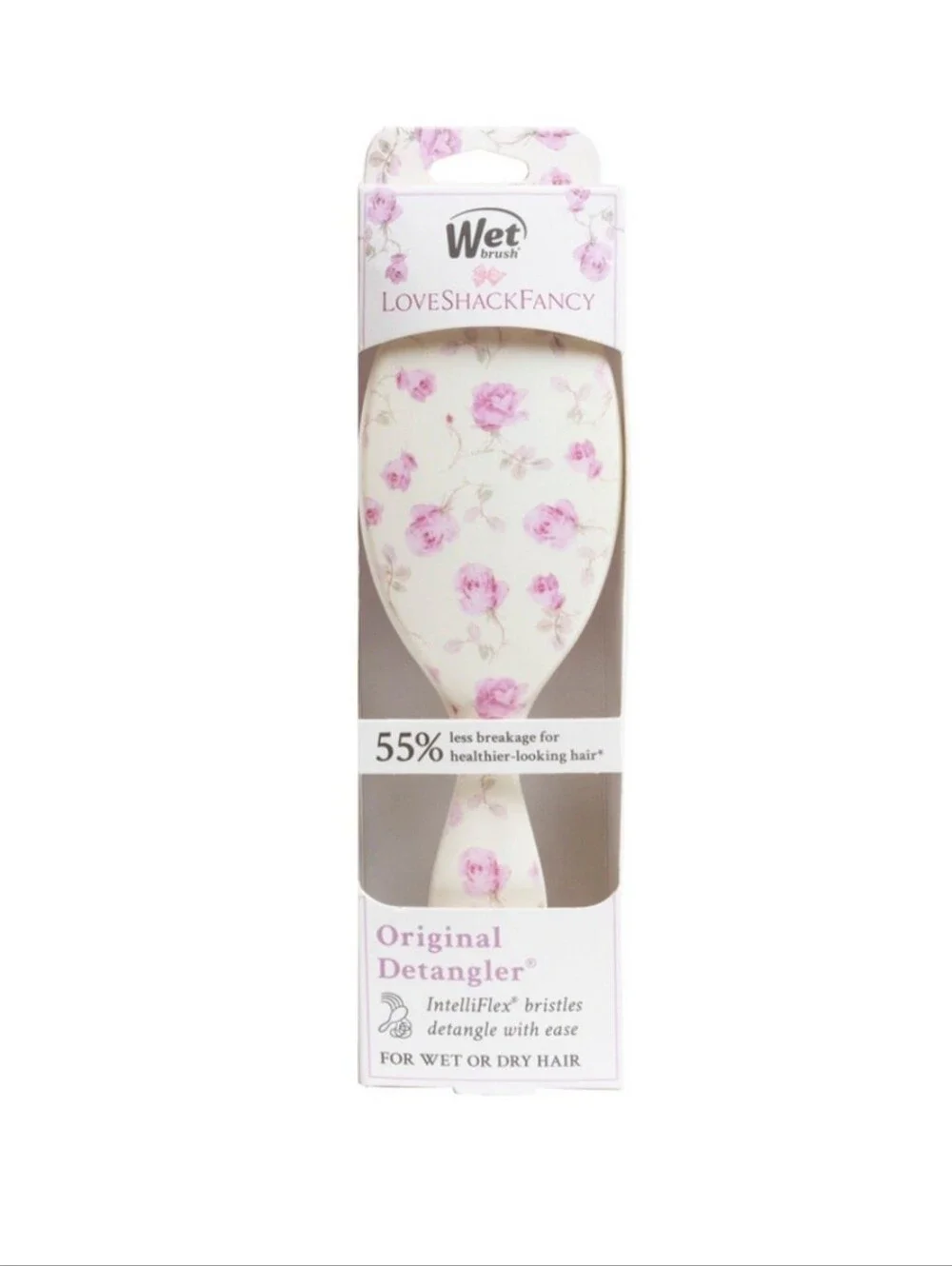 NWT LoveShackFancy x Wet Brush Original Detangler Hair Brush– Ribbon Rosa Flora
